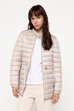 Fifty Outlet Abrigo acolchado cuello alto corte cintura Beige