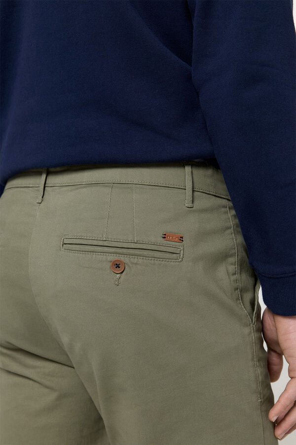Fifty Outlet Pantalón chino liso Kaki Oscuro