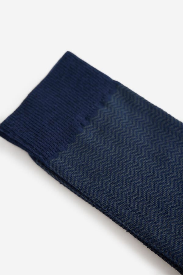 Fifty Outlet Calcetines fantasía con estructura de espiga Navy