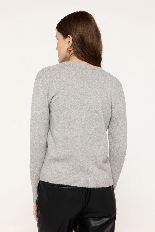Fifty Outlet Chaqueta de tejido tacto suave botones en el delantero Gris Oscuro