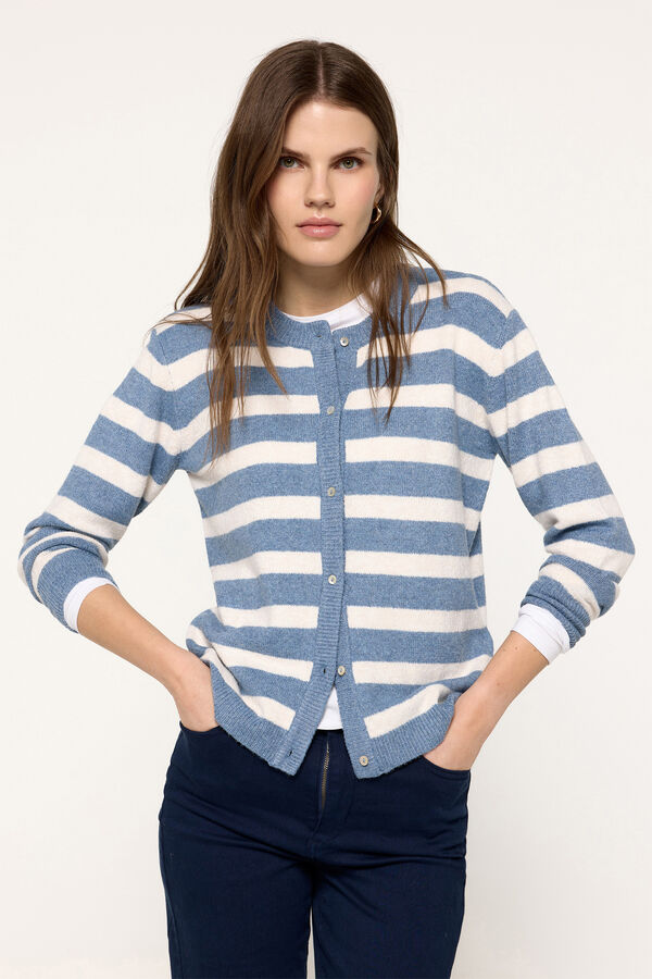 Fifty Outlet Chaqueta de tejido tacto suave botones en el delantero Azul