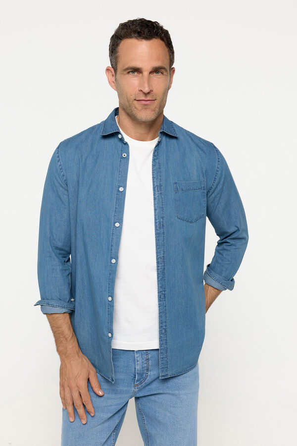 Fifty Outlet Camisa denim lisa Azul Claro