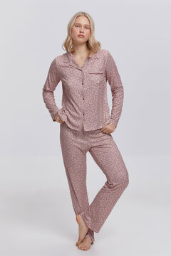 Fifty Outlet Pijama camisero micro print flores Granate