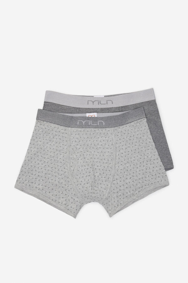 Fifty Outlet Pack x2 boxers con estampado geométrico y liso. Gris