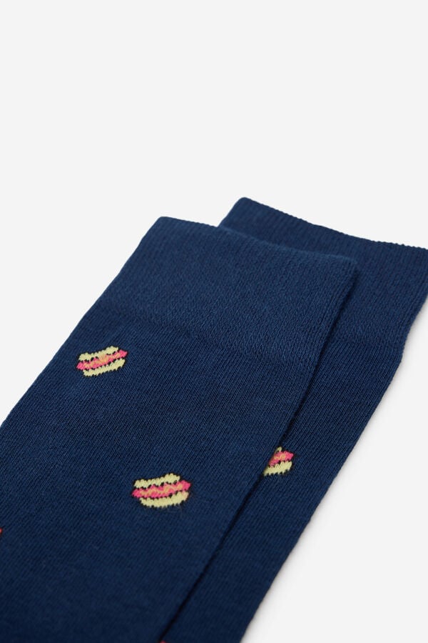 Fifty Outlet Calcetines media caña print hot dogs Navy