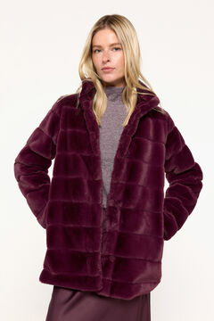 Fifty Outlet Abrigo efecto piel vison Granate