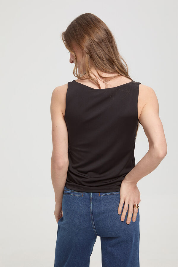 Fifty Outlet Playera elástica tirante ancho Negro