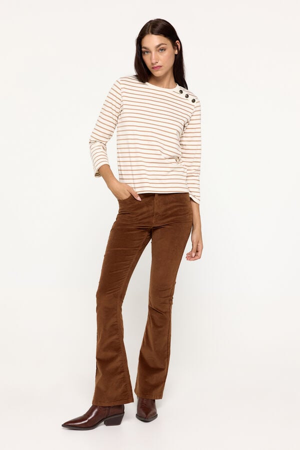 Milano Camiseta rayas tejido heavy cotton Tostado