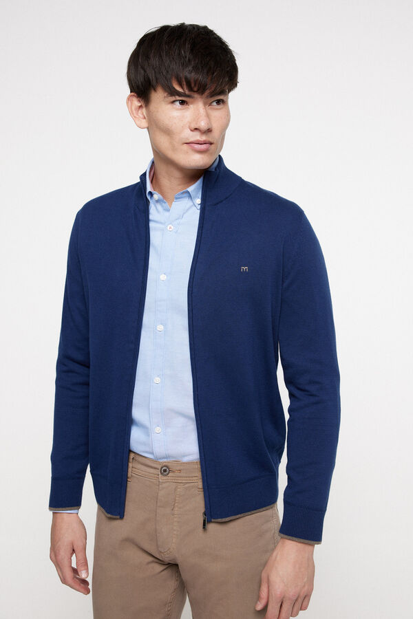 Fifty Outlet Cardigan Algodón cremallera Navy