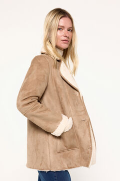 Fifty Outlet Abrigo doble faz efecto piel Beige/Camel