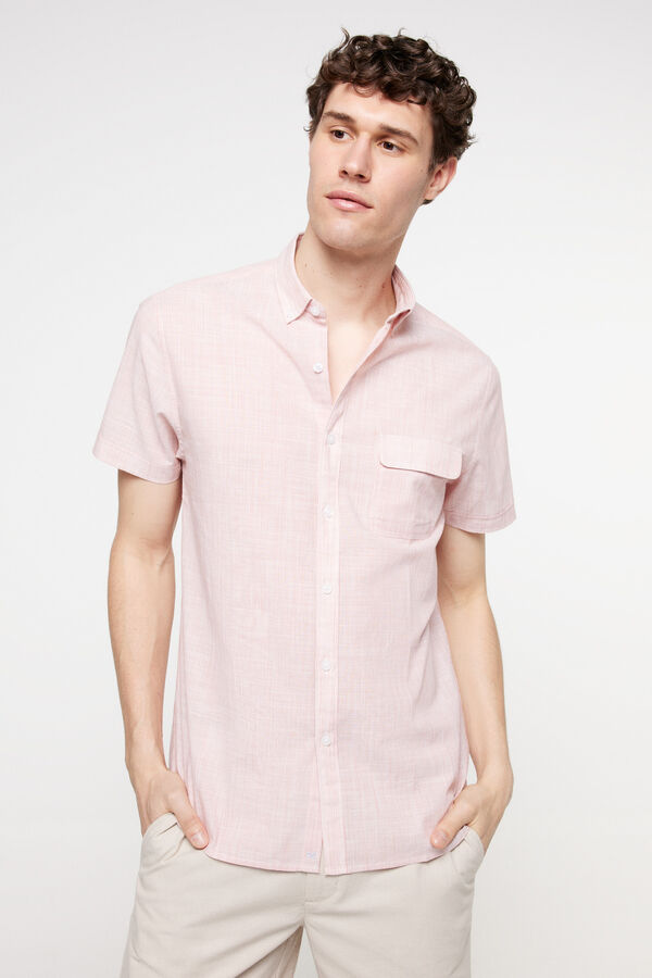 Fifty Outlet Camisa rayas aspecto lino. Rojo