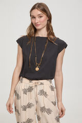 Milano Camiseta botones hombros Negro