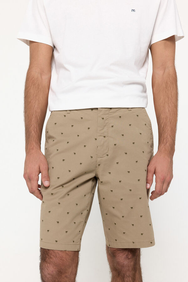 Fifty Outlet Bermudas algodón con microestampado Tostado