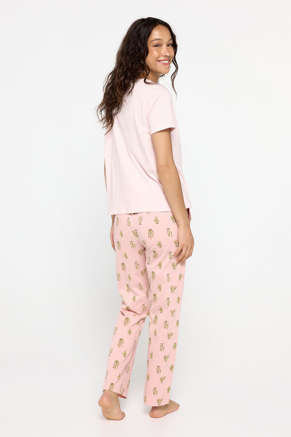 Fifty Outlet Pijama algodón con estampado de cactus Gris Claro