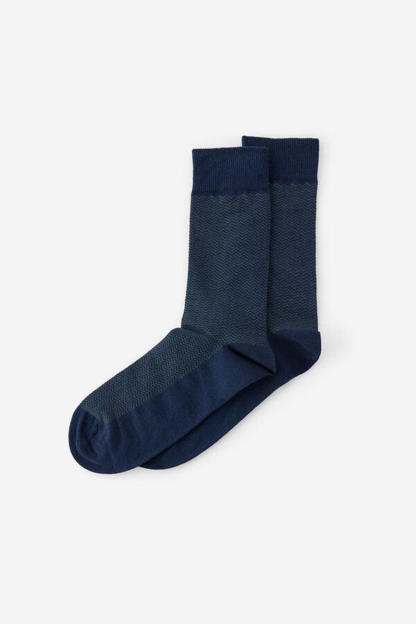 Fifty Outlet Calcetines fantasía con estructura de espiga Navy