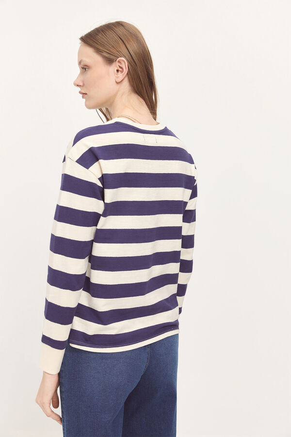Milano Camiseta heavy cotton de rayas tipo sudadera Azul Oscuro