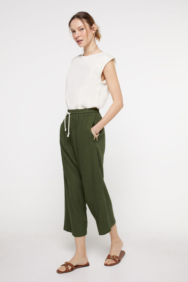 Fifty Outlet Flex lino pants Kaki
