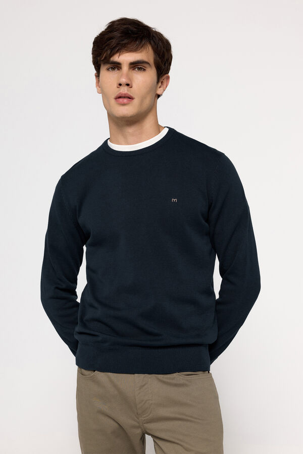 Fifty Outlet Suéter básico cuello redondo ajustado Navy