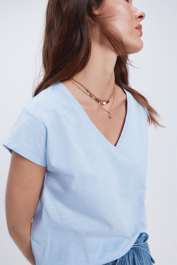 Fifty Outlet Camiseta pliegues hombros Azul