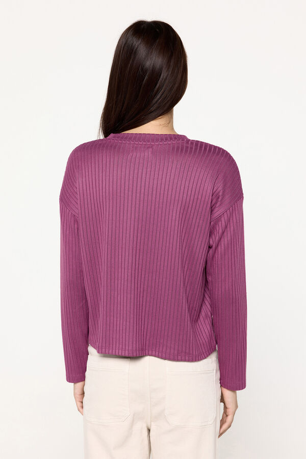 Fifty Outlet Jersey manga larga de canalé Morado