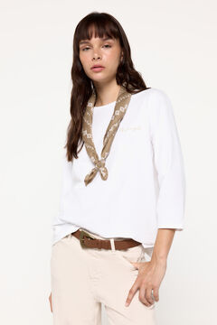 Fifty Outlet Camiseta manga francesa cuello caja Blanco