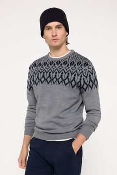 Fifty Outlet Jersey cenefas cuello caja Gris