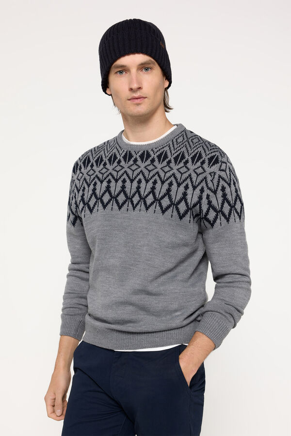 Fifty Outlet Jersey cenefas cuello caja Gris
