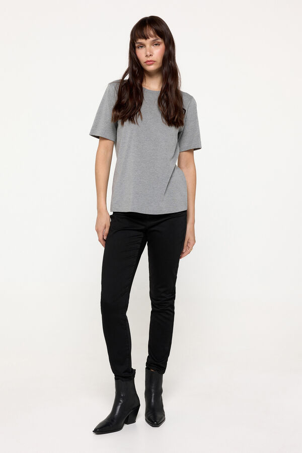 Fifty Outlet Playera gris melange manga corta de algodón Gris