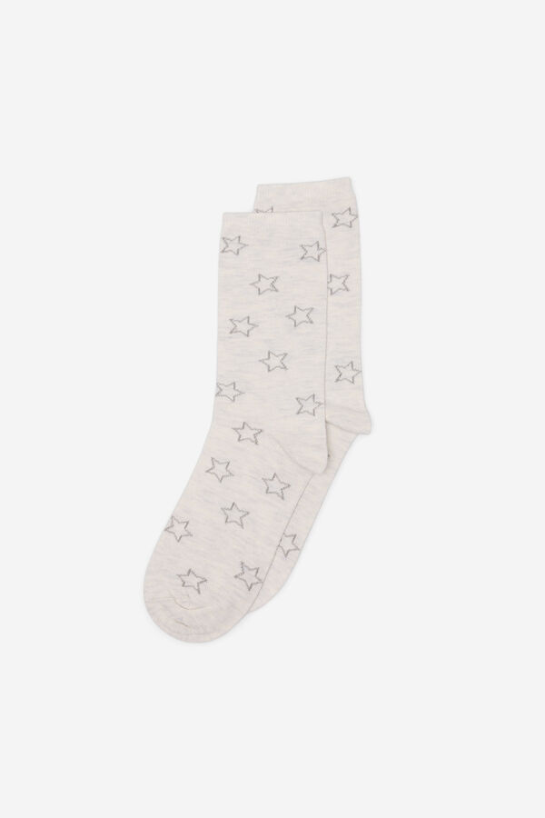 Fifty Outlet Calcetines estampado estrellas lurex Gris Claro