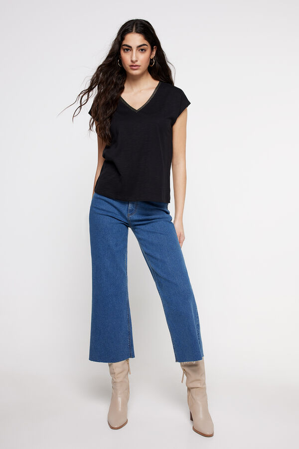 Fifty Outlet Camiseta fornitura brillo Negro