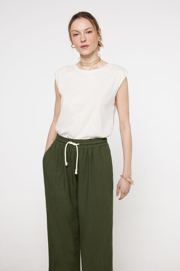 Fifty Outlet Flex lino pants Kaki