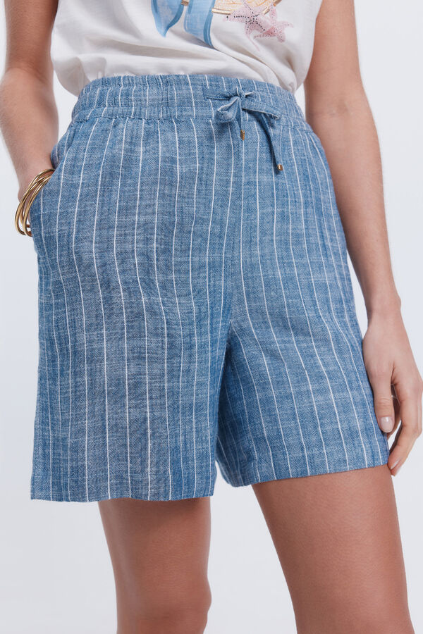 Fifty Outlet Bermuda lino Azul