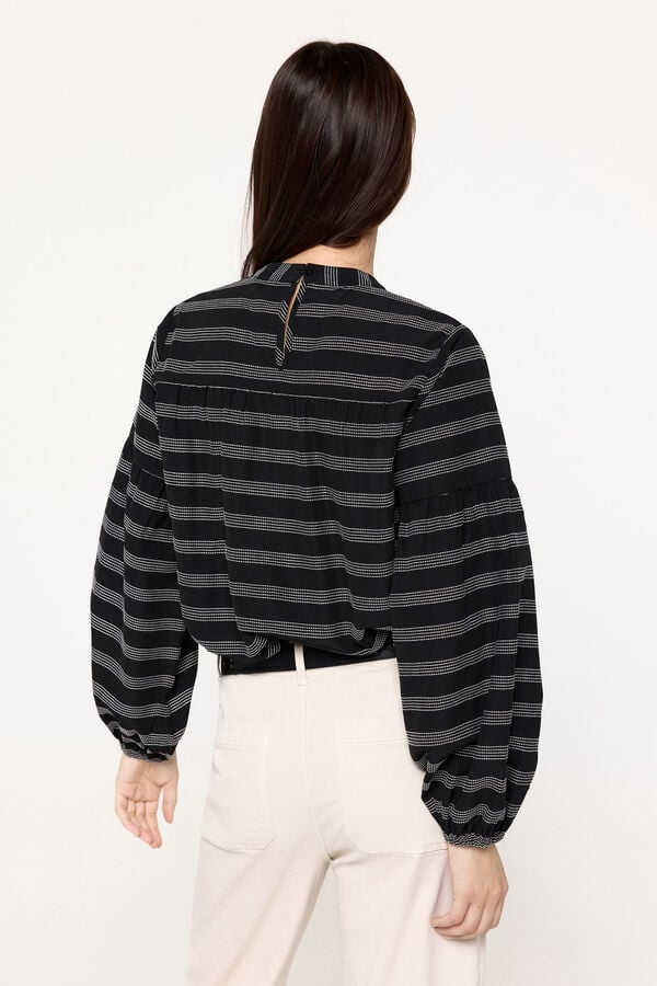 Fifty Outlet Blusa fluida canesú Negro