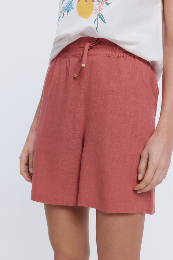 Fifty Outlet Bermuda de lino Rojo/Coral