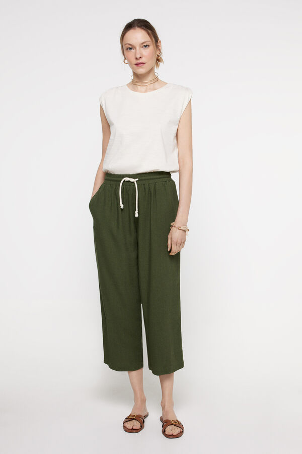 Fifty Outlet Flex lino pants Kaki