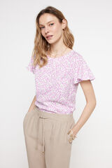 Fifty Outlet Camiseta estampada manga volante Azul