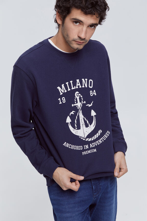 Fifty Outlet Sudadera algodón estampada Navy