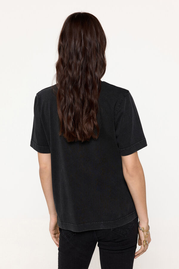 Fifty Outlet Playera estampada efecto lavado. Negro