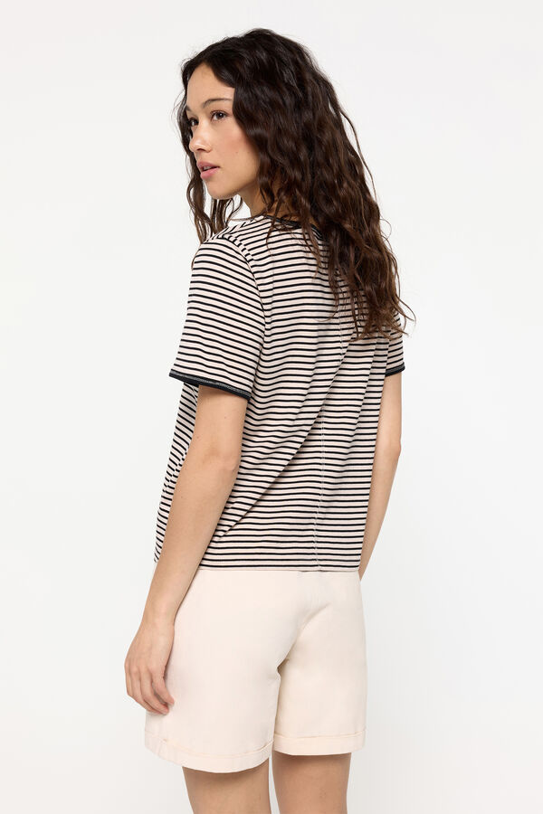 Milano Playera rayas manga corta algod&oacute;n modal Beige