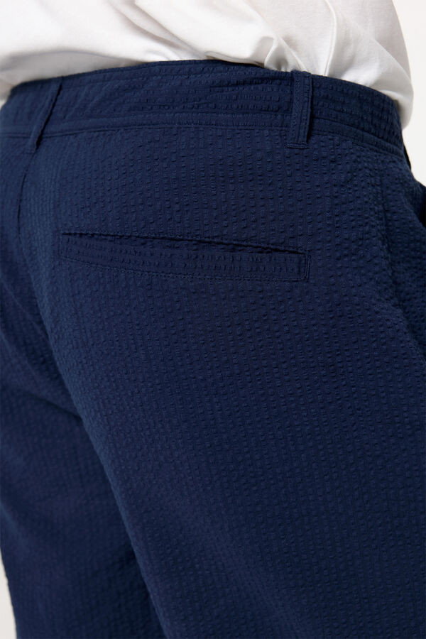 Milano Bermudas seersucker color liso Navy