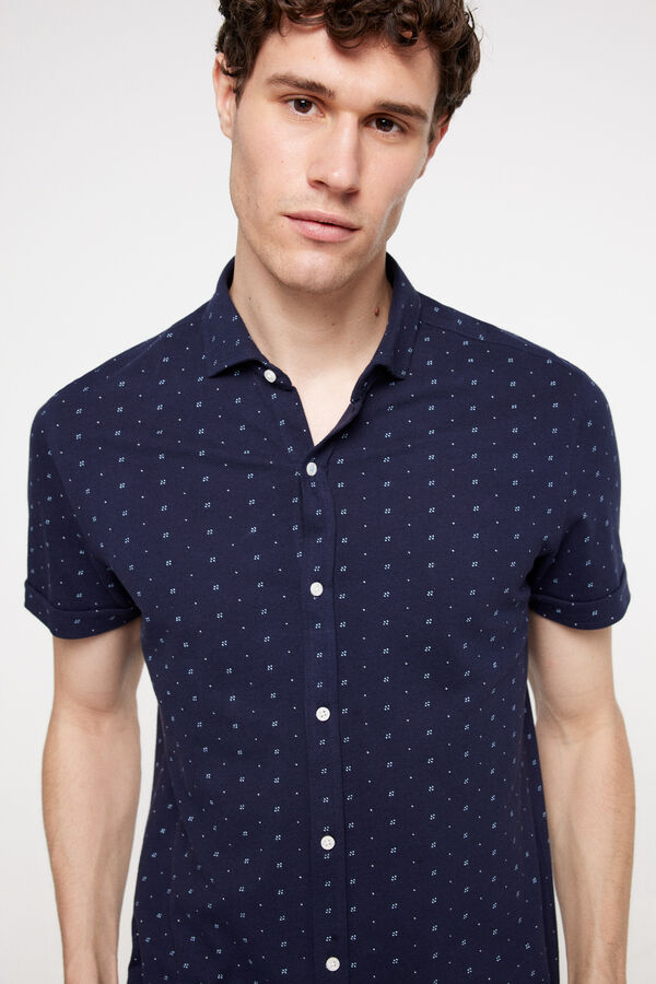 Fifty Outlet Camisa piqué estampada Navy