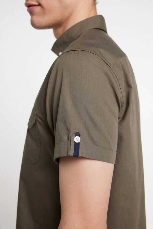 Fifty Outlet Camisa popelín lisa. Kaki Oscuro