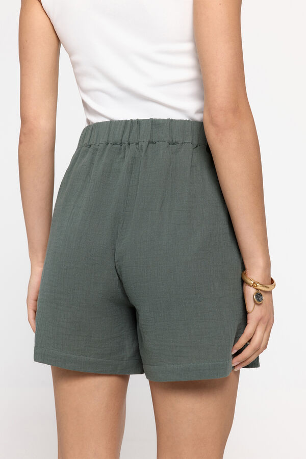 Fifty Outlet Bermudas de tejido rústico con cintura elástica Navy
