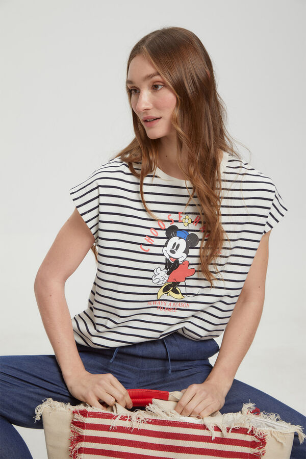 Fifty Outlet Playera de rayas licencia Minnie Mouse natural