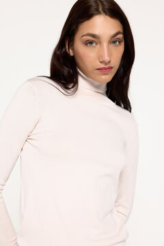 Fifty Outlet Jersey básico cuello cisne entallado Blanco