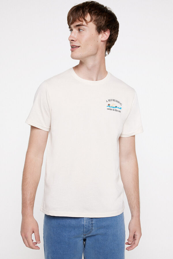 milano Camiseta Algod&oacute;n Estampada. Beige