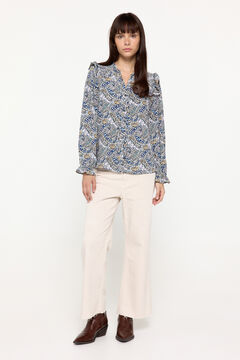 Fifty Outlet Blusa Fluida Volantes natural