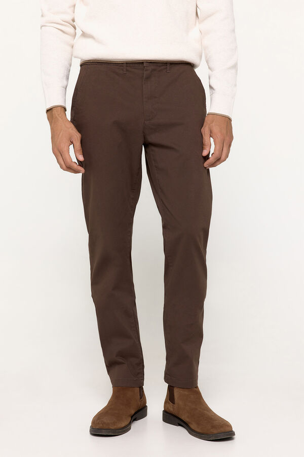 Fifty Outlet Pantalón chino liso Marrón Oscuro