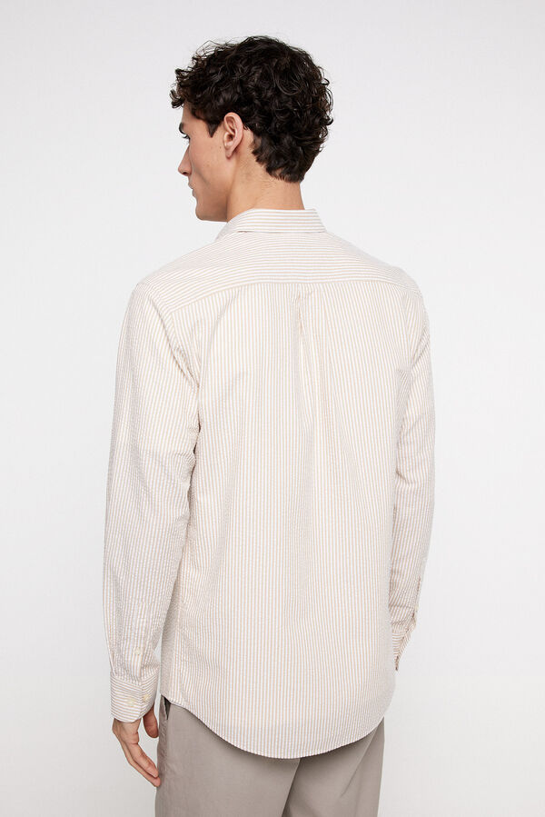 Fifty Outlet Camisa Seersucker Rayas Beige