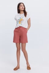 Fifty Outlet Bermuda de lino Rojo/Coral